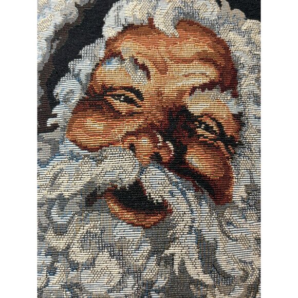 2 Santa Christmas Tapestry Pillows Black Background  Vintage Style 12” Each - Picture 11 of 12